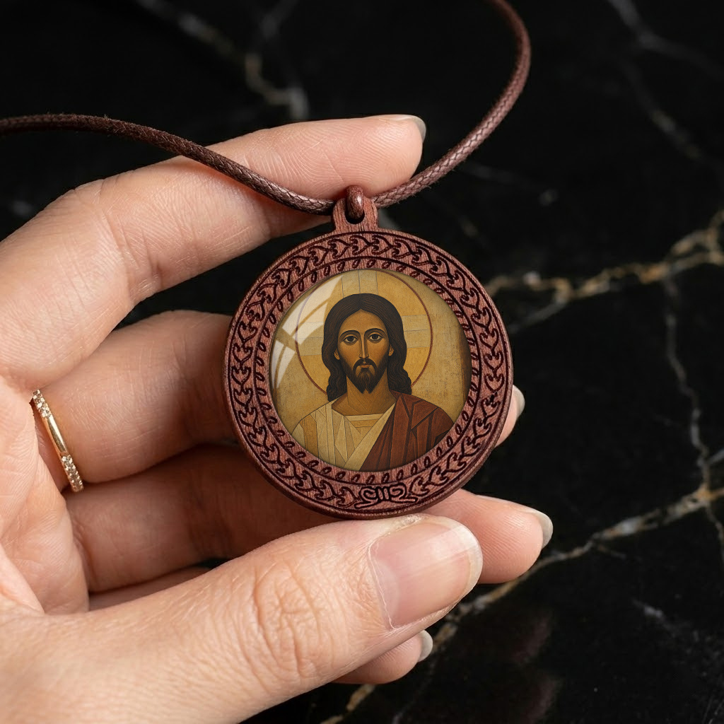 Weathered Solid Wood Icon Pendant Necklace